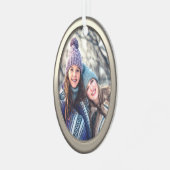 母と娘のモダン銀カスタムの写真楕円 メタルオーナメント (正面左)