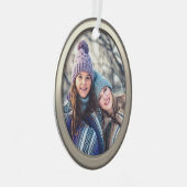 母と娘のモダン銀カスタムの写真楕円 メタルオーナメント (正面右)
