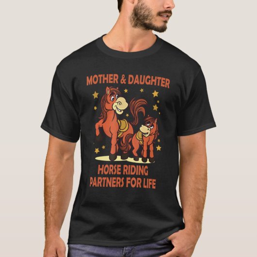 母と娘の乗馬パートナーHorsebac Tシャツ (正面)