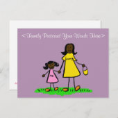 母と娘の家族オリジナルアートポストカード ポストカード (正面/裏面)