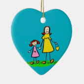 母と娘の家族カスタムアートオーナメント セラミックオーナメント (右)