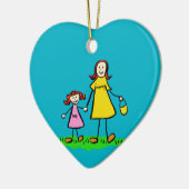 母と娘の家族カスタムアートオーナメント セラミックオーナメント (左)