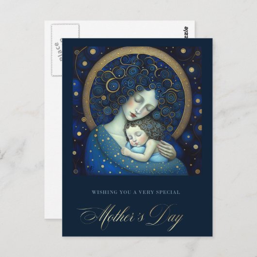 母と娘の幸せな母絵画の日 ポストカード (正面/裏面)