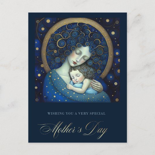 母と娘の幸せな母絵画の日 ポストカード (正面)