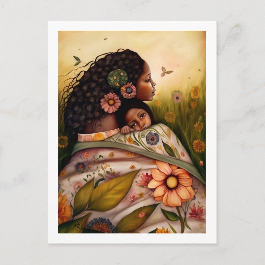 母と娘の幸せな母絵画の日 ポストカード (正面)