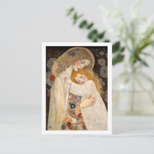 母と娘の幸せな母絵画の日 ポストカード (スタンド正面)