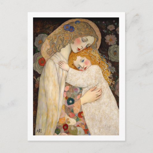 母と娘の幸せな母絵画の日 ポストカード (正面)