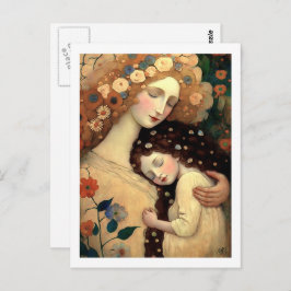 母と娘の幸せな母絵画の日 ポストカード