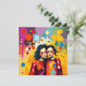 母と娘の抽象芸術アート母の日 カード (スタンド正面)