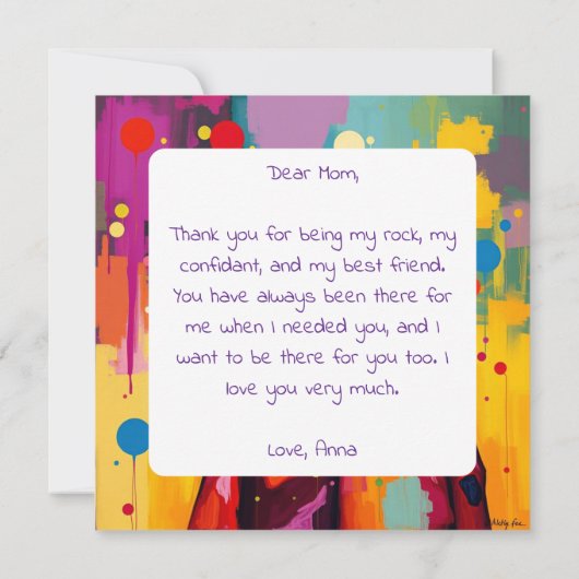 母と娘の抽象芸術アート母の日 カード (裏面)