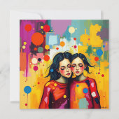 母と娘の抽象芸術アート母の日 カード (正面)
