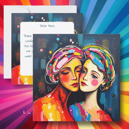 母と娘の抽象芸術アート母の日 カード