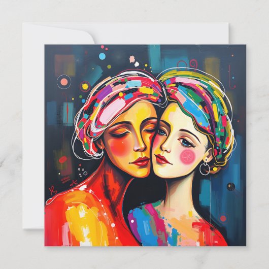 母と娘の抽象芸術アート母の日 カード (正面)