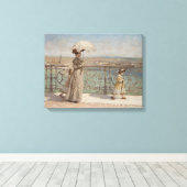 母と娘の歩くはイタリアの橋の上 キャンバスプリント (インサイチュ (ウッドフロア))