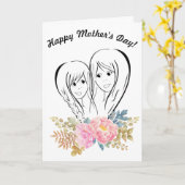 母と娘の母の日のカード カード (黄色い花)
