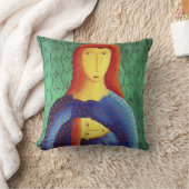 母と娘の現代アート絵画 クッション (ブランケット)