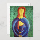 母と娘の現代アート絵画 ポストカード (正面/裏面)