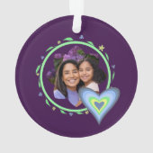 母と娘の紫の写真ハート オーナメント (裏面)