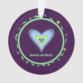 母と娘の紫の写真ハート オーナメント (正面)