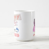 母と娘の紫色のドレスイラストレーション コーヒーマグカップ (中央)
