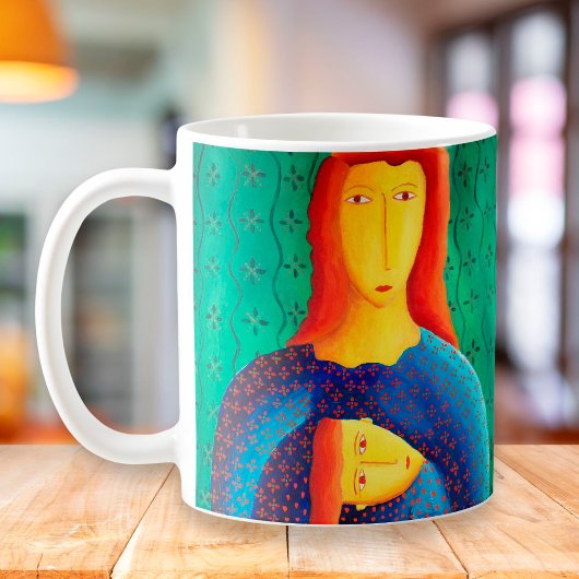 母と娘の絵画 現代アート コーヒーマグカップ