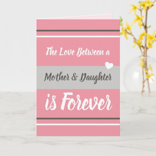 母と娘は君を愛しているピンクとグレー カード (黄色い花)