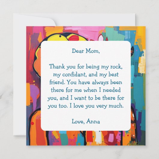 母と娘カラフルの芸術の母の日 カード (裏面)