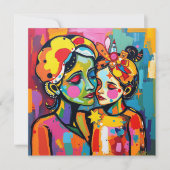 母と娘カラフルの芸術の母の日 カード (正面)