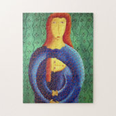 母と娘コンテンポラリーのア絵画ート ジグソーパズル (縦)