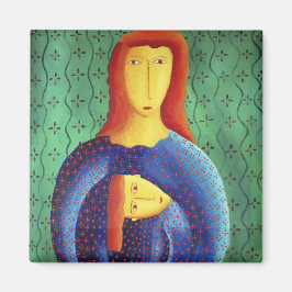 母と娘コンテンポラリーのア絵画ート マグネット