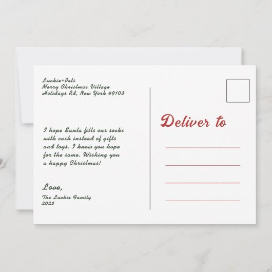 母と娘ミストレトークリスマスホリデーカード 招待状 (裏面)