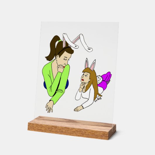 母と娘 アクリルサイン (傾斜)