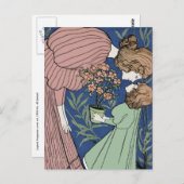 母と娘 – アールヌーボー ポストカード (正面/裏面)