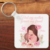 母と娘、名前をカスタムする キーホルダー (正面)