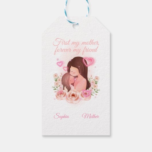 母と娘、名前をカスタムする ギフトタグ (裏面)