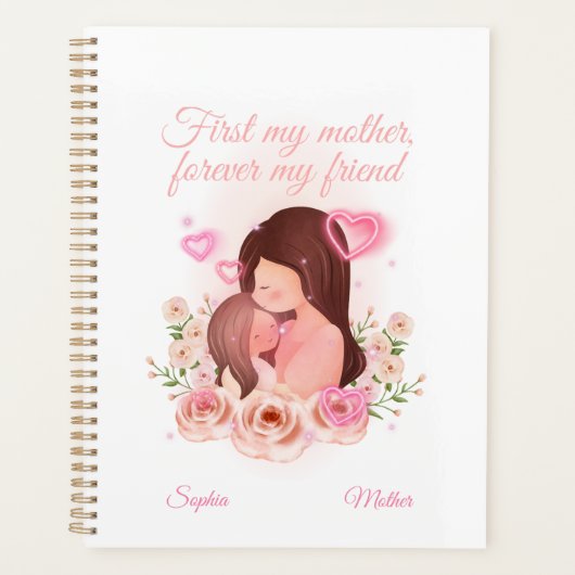 母と娘、名前をカスタムする プランナー手帳 (正面)