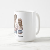 母と娘、長い髪、名前をカスタムする コーヒーマグカップ (正面右)