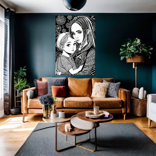 母と娘   AI Art ポスター