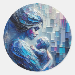 母と子のアートステッカーを信頼する ラウンドシール