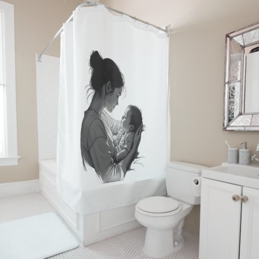 母と子のアート作品 シャワーカーテン (インサイチュ)