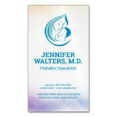 母と子のイラストのロゴ マグネット名刺 (正面縦)