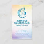 母と子のイラストのロゴ 名刺 (正面)