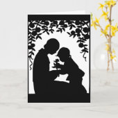 母と子のシルエット カード (黄色い花)