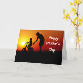 母と子のシルエット カード (黄色い花)