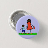 母と子のファミリカスタムキャラクターのピンボタン 缶バッジ (正面&裏面)