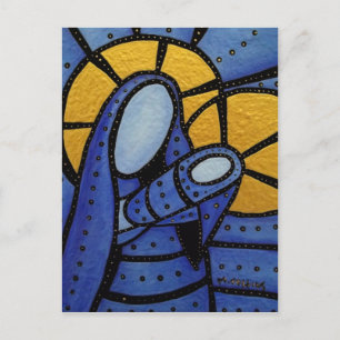 母と子のモダン抽象芸術 ポストカード