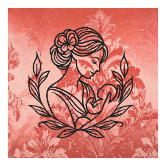 母と子の壁画 - 40 x 40 ぬりえ フォトプリント