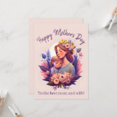 母と子の幸せな母の日 カード (正面/裏面インサイチュ)