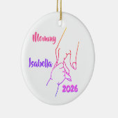 母と子の手のパーソナライズされた写真 セラミックオーナメント (右)