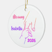 母と子の手のパーソナライズされた写真 セラミックオーナメント (左)